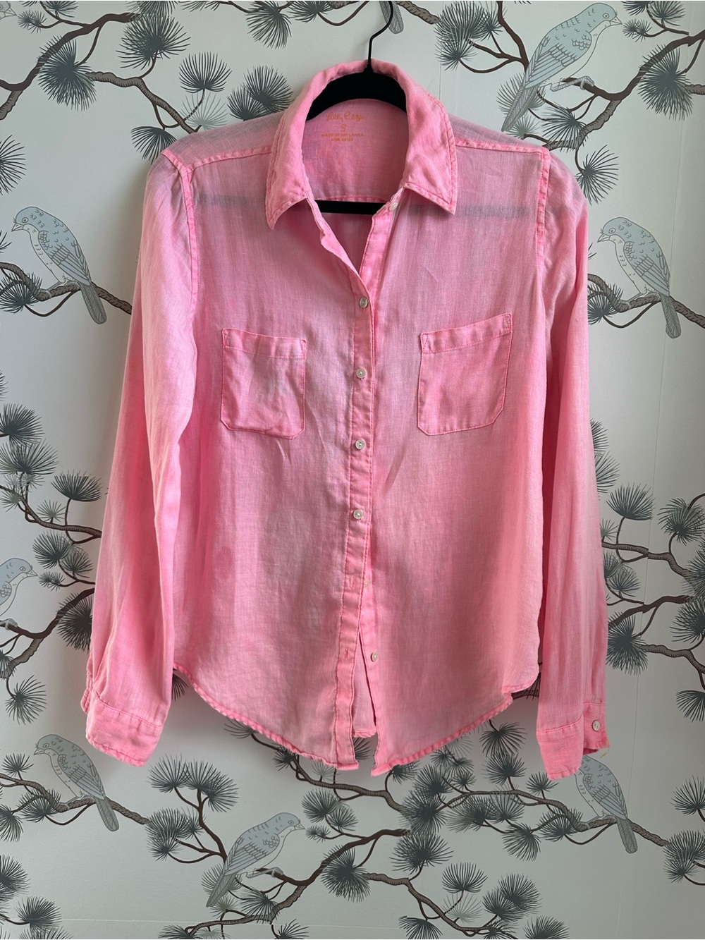 Lilly Pulitzer 100% Linen Pink Elsa Button Down Shirt Small